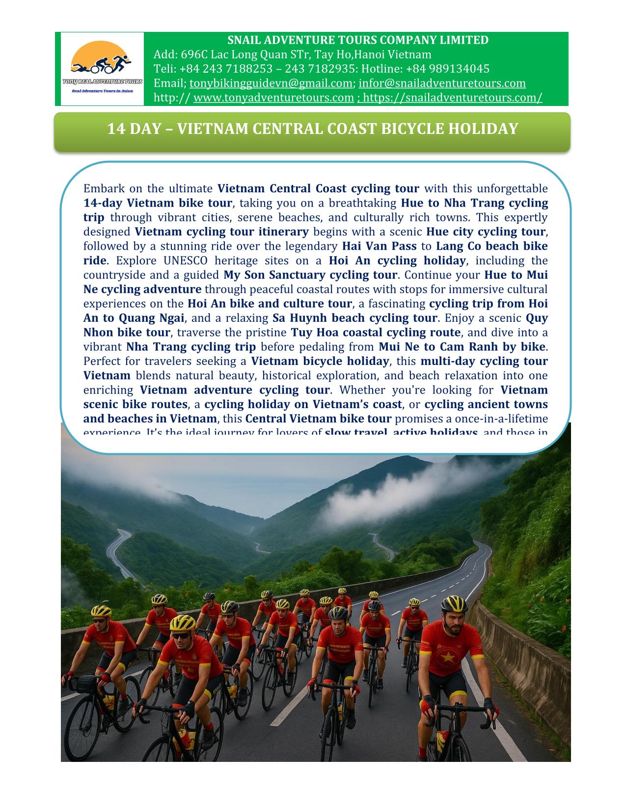14 Day Vietnam Cycling tours | Hue - Ho Chi Minh Along the Central Coast