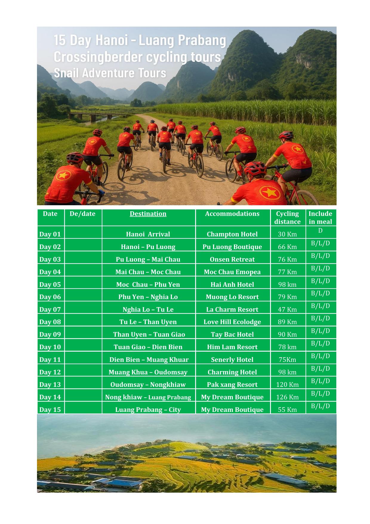 15 DAY VIETNAM - LAOS CROSSING BORDER CYCLING TOUR |HANOI -LUANG PRABANG