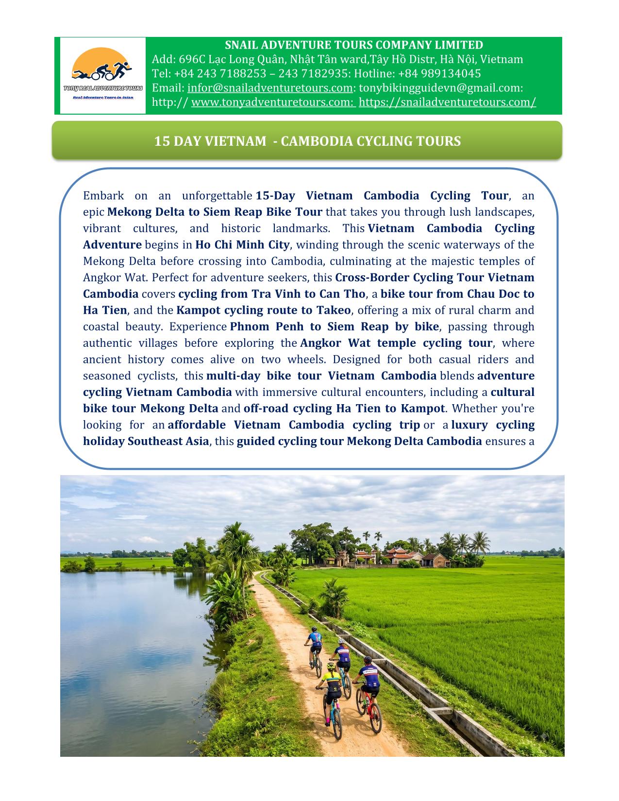 14 DAY VIETNAM - CAMBODIA CYCLING TOURS |MEKONG DELTA - ANGKOR ADVENTURE