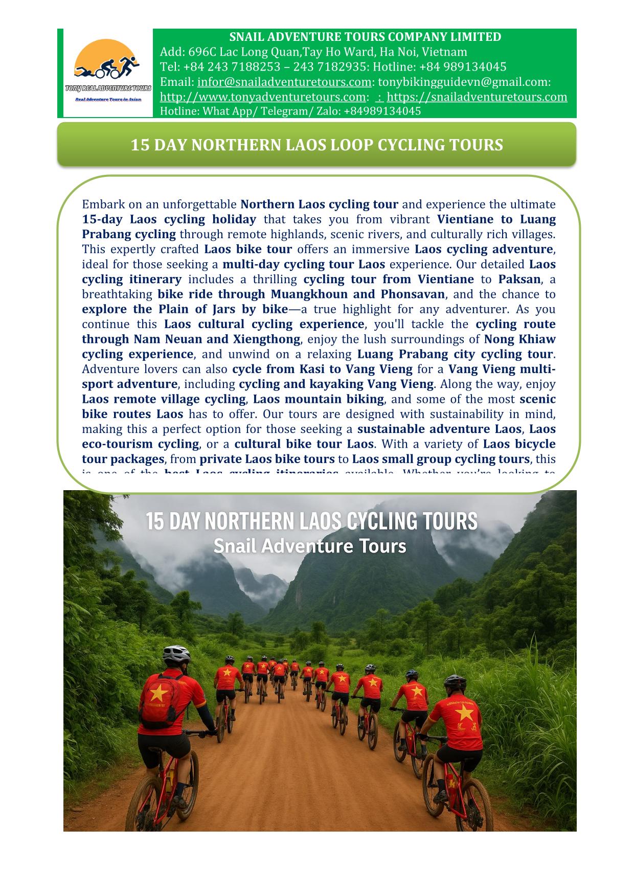 14 DAY NORTHERN LAOS CYCLING TOURS | VIENTIANE - LUANG PRABANG ADVENTURE