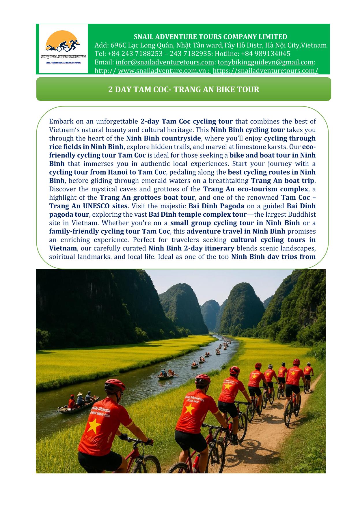 2 DAY TAM COC - TRANG AN CYCLING & BOAT TOUR | NINH BINH ADVENTURE
