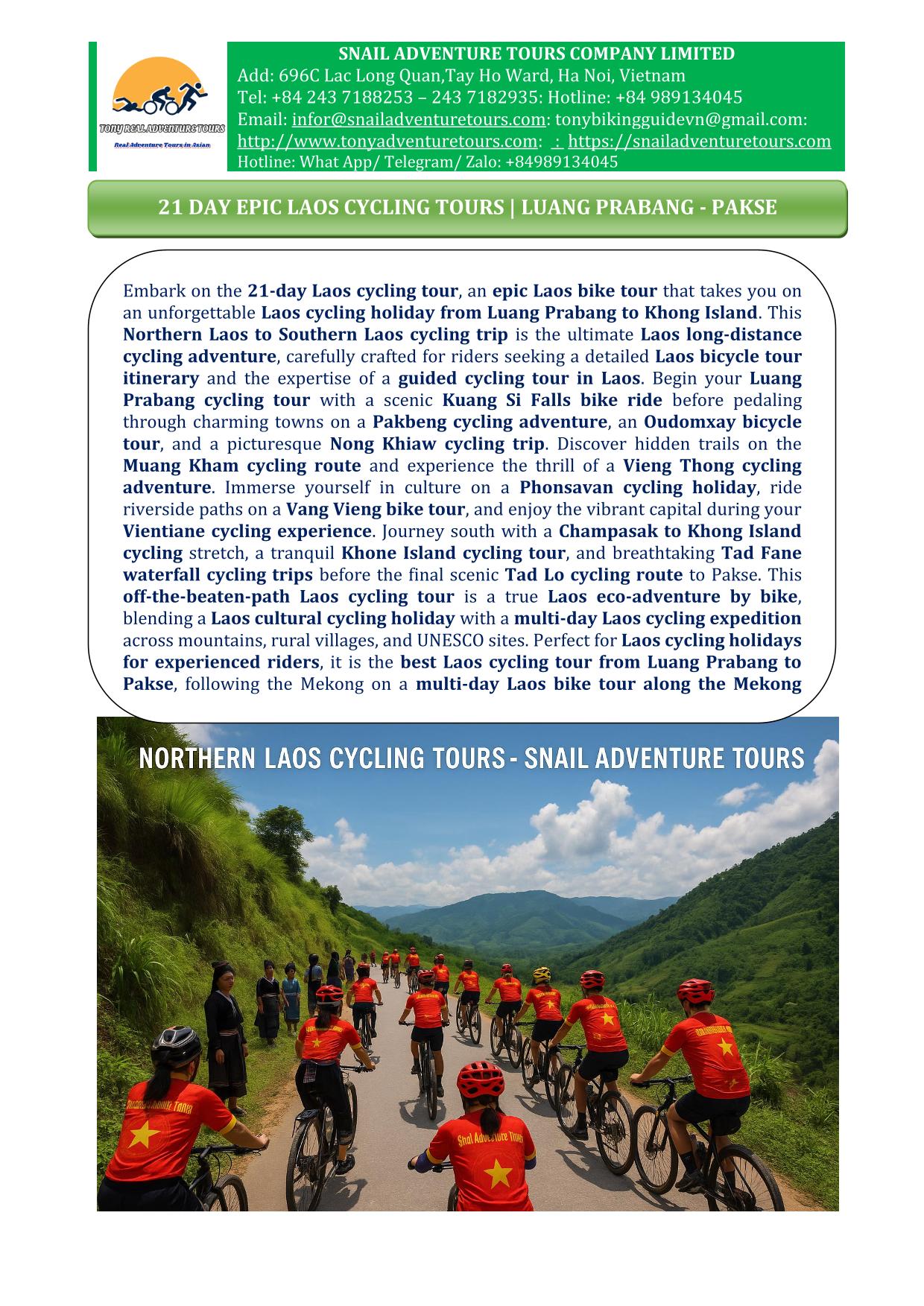 21 DAY EPIC LAOS CYCLING TOURS | LUANG PRABANG -PAKSE BIKE ADVENTURE