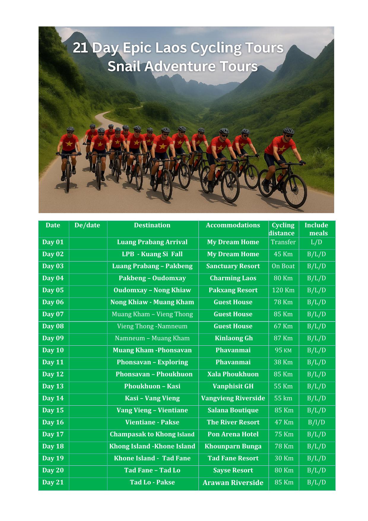 21 DAY EPIC LAOS CYCLING TOURS | LUANG PRABANG -PAKSE BIKE ADVENTURE