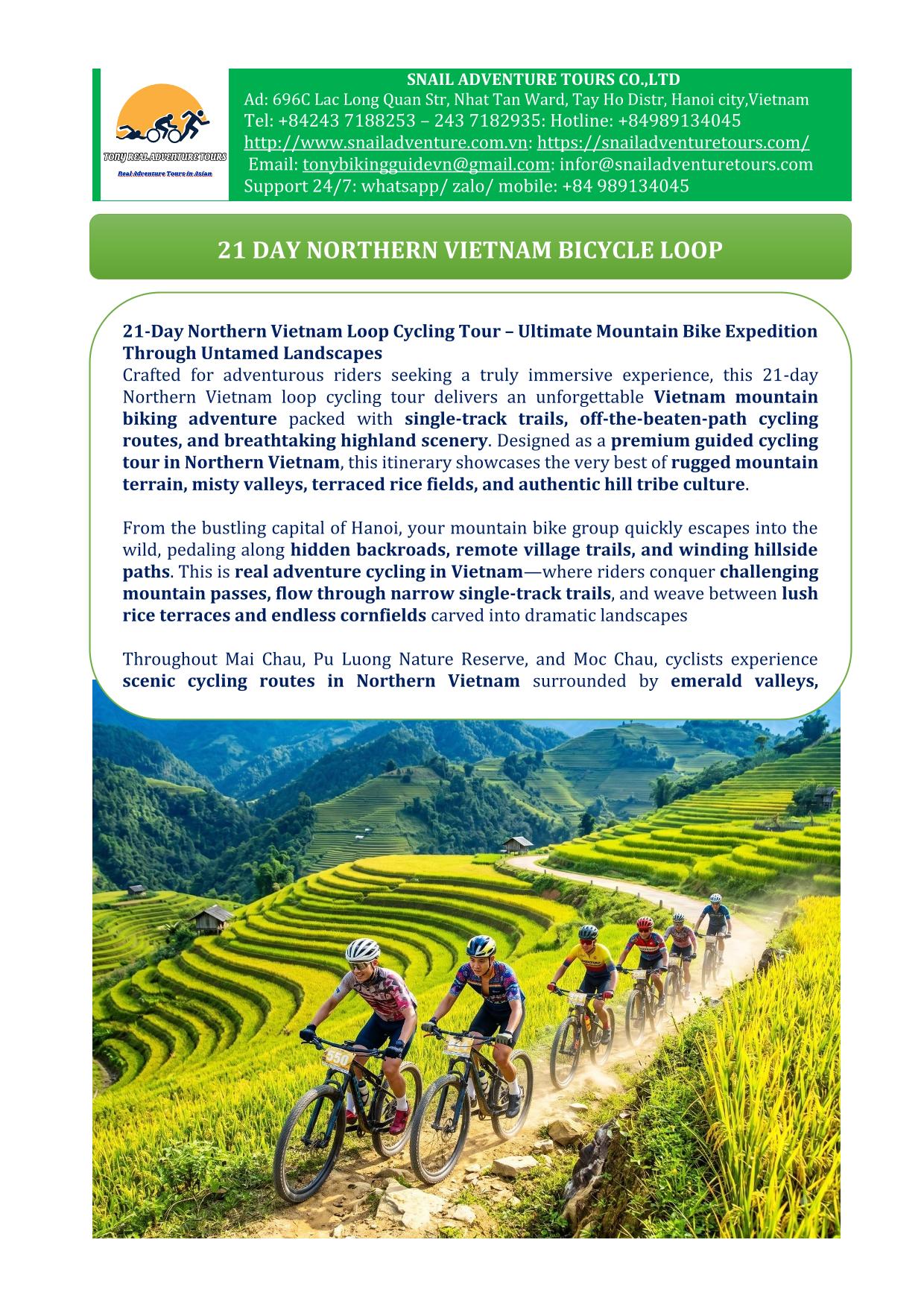 21 DAY NORTHERN VIETNAM CYCLING TOURS | HANOI - MU CANG CHAI - HA GIANG -BA BE