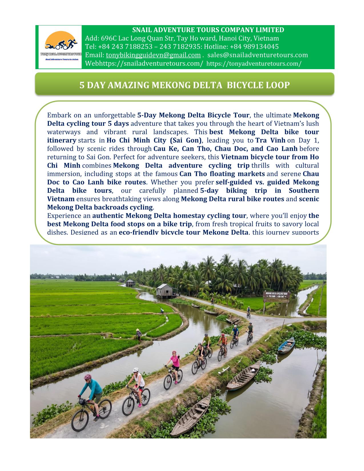 5 DAY MEKONG DELTA CYCING TOURS | VIETNAM BIKE ADVENTURE