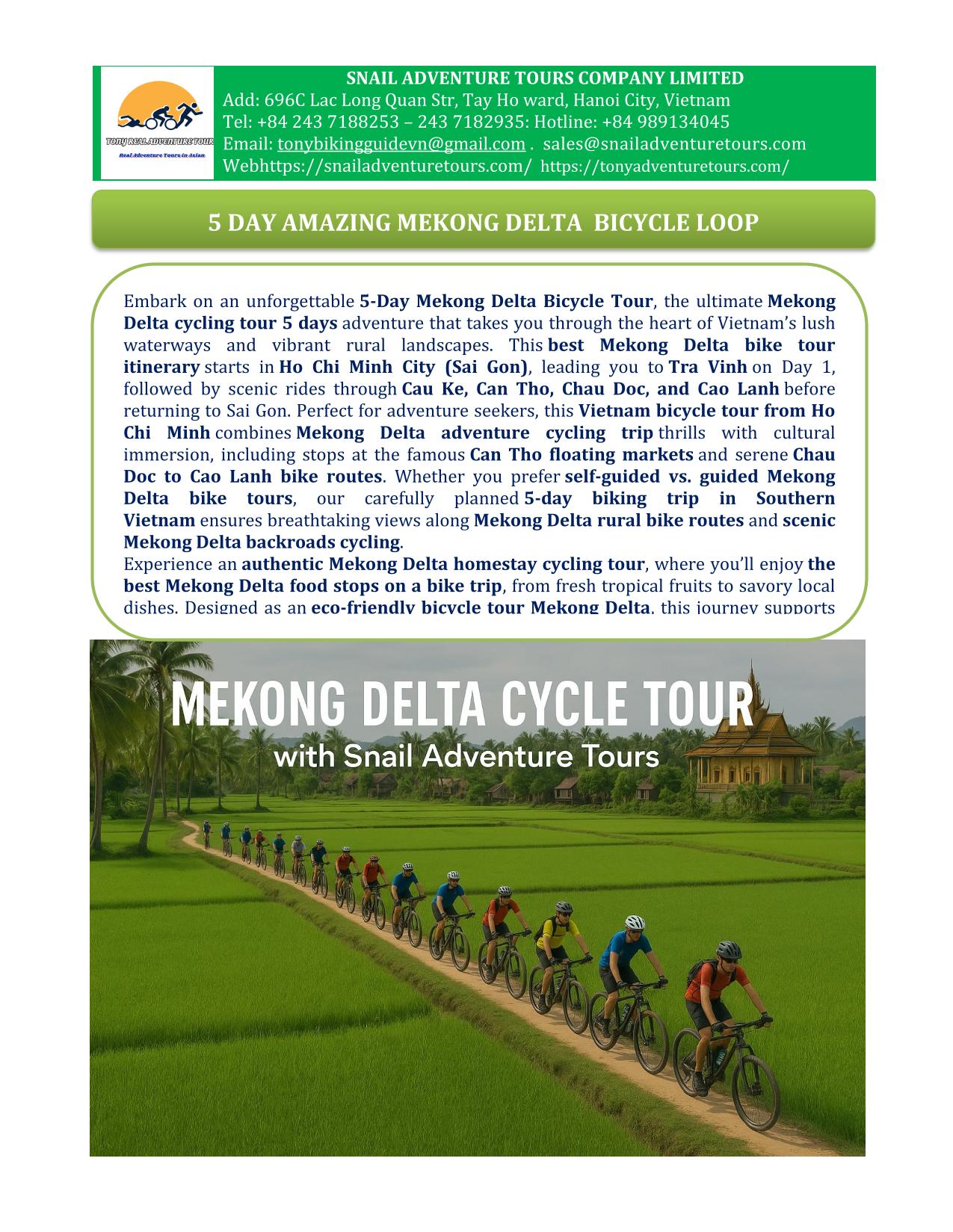 5 DAY MEKONG DELTA CYCING TOURS | VIETNAM BIKE ADVENTURE