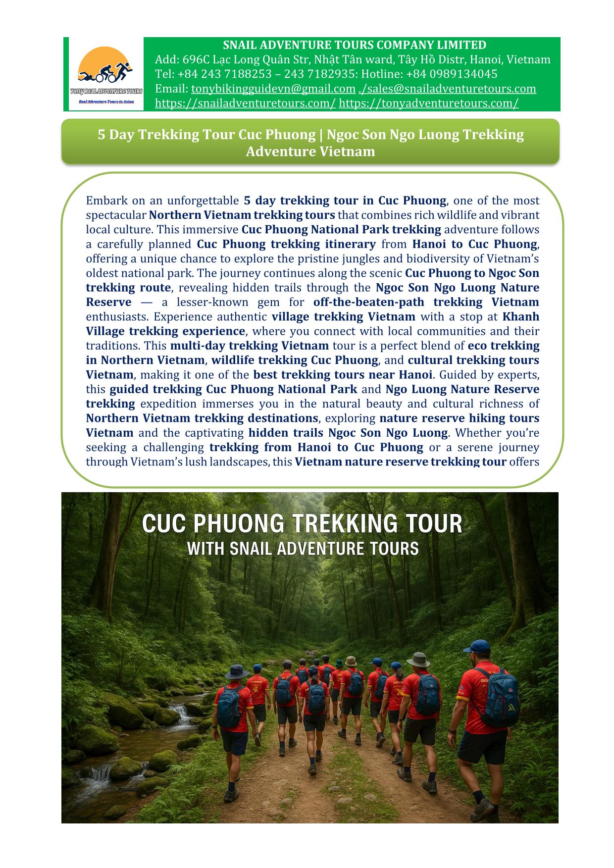 5 DAY NORTH VIETNAM TREKKING TOUR | CUC PHUONG -NGOC SON NG LUONG