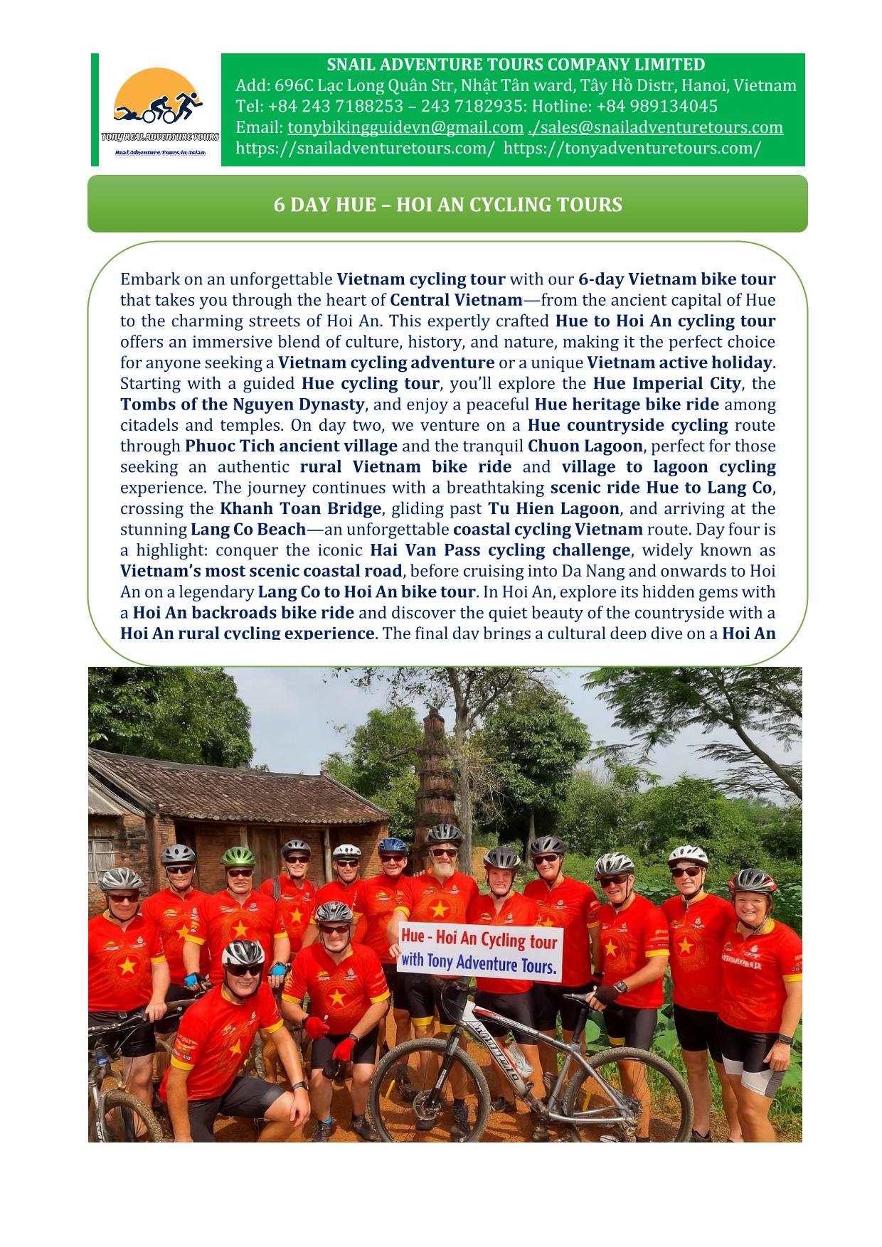 6 DAY HUE TO HOI AN CYCLING TOUR | VIETNAM BIKE HOLIDAY
