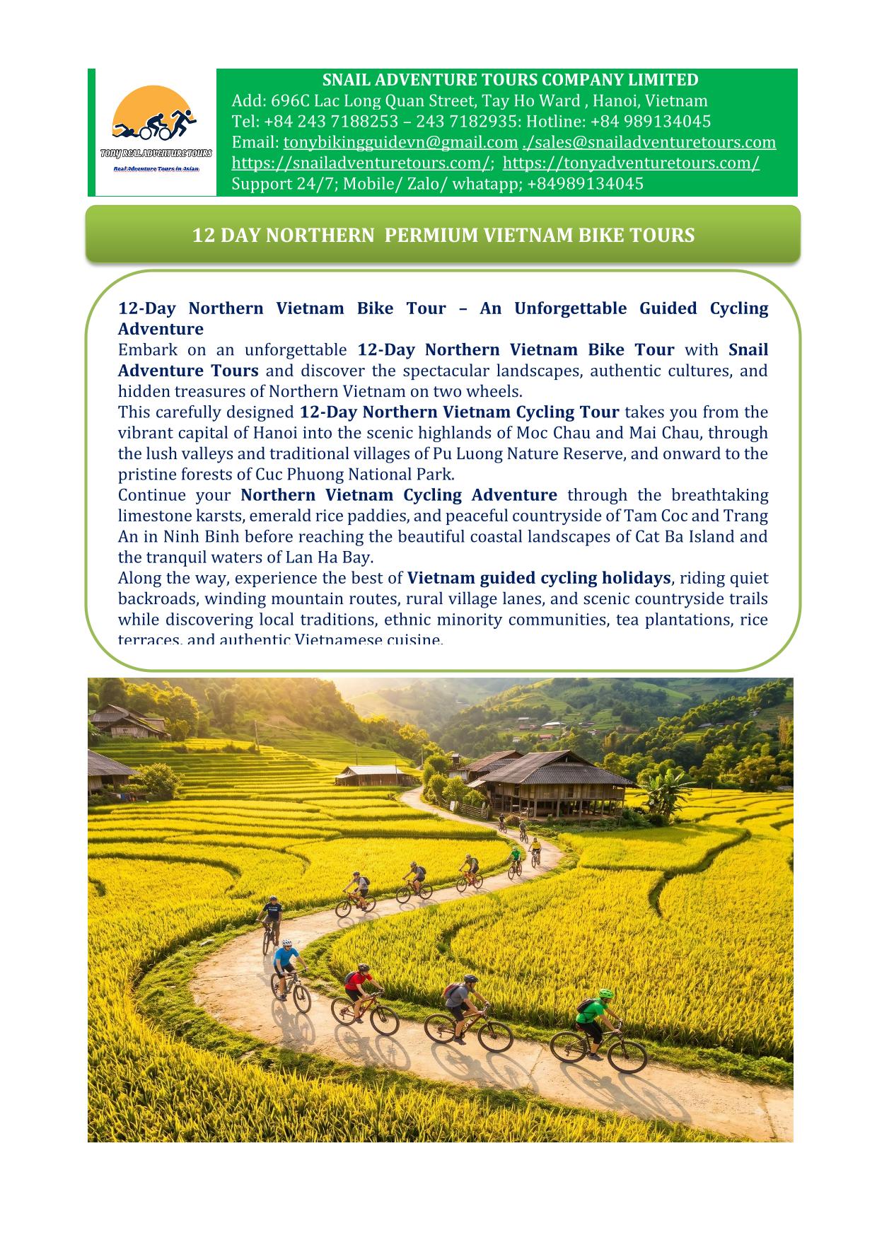 12 DAY NORTHERN VIETNAM REAL CYCLING TOURS