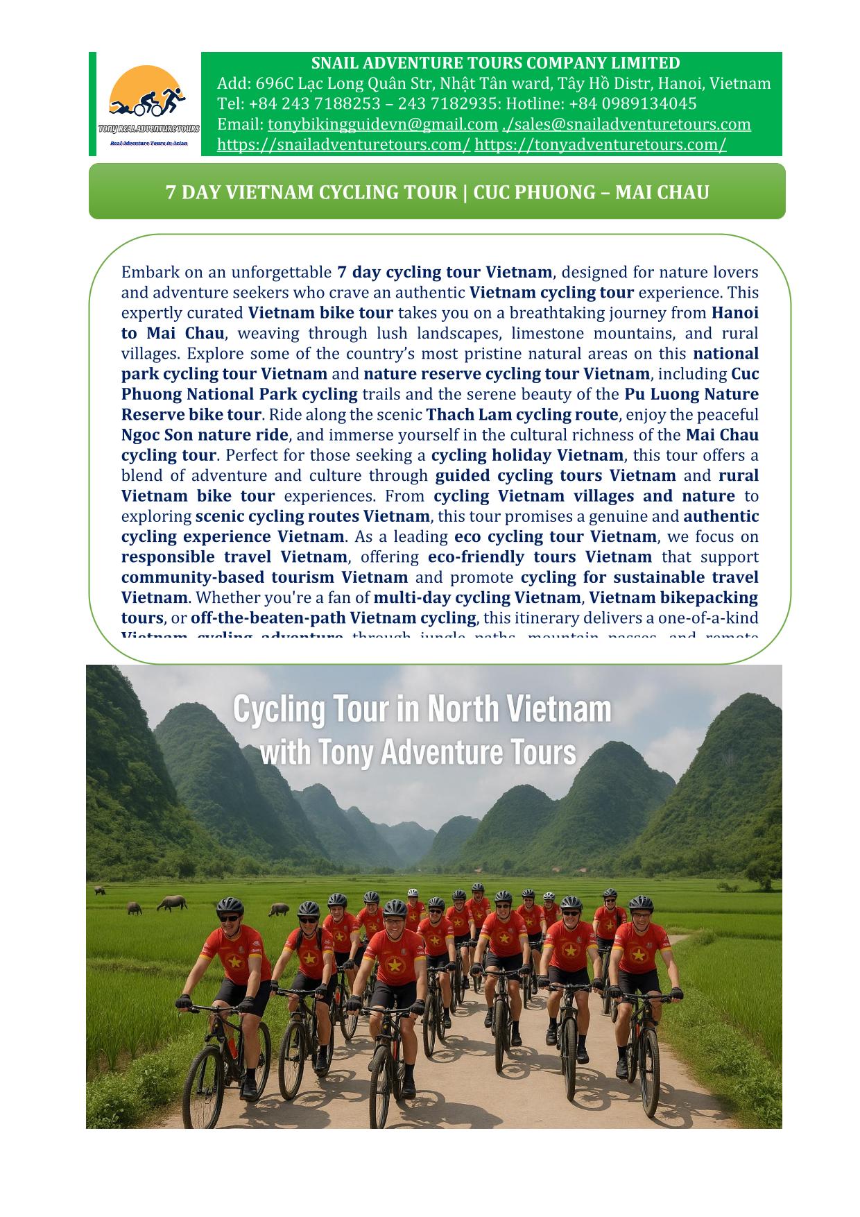 7 DAY VIETNAM BIKE TOURS |CUC PHUONG - MAI CHAU ADVENTURE