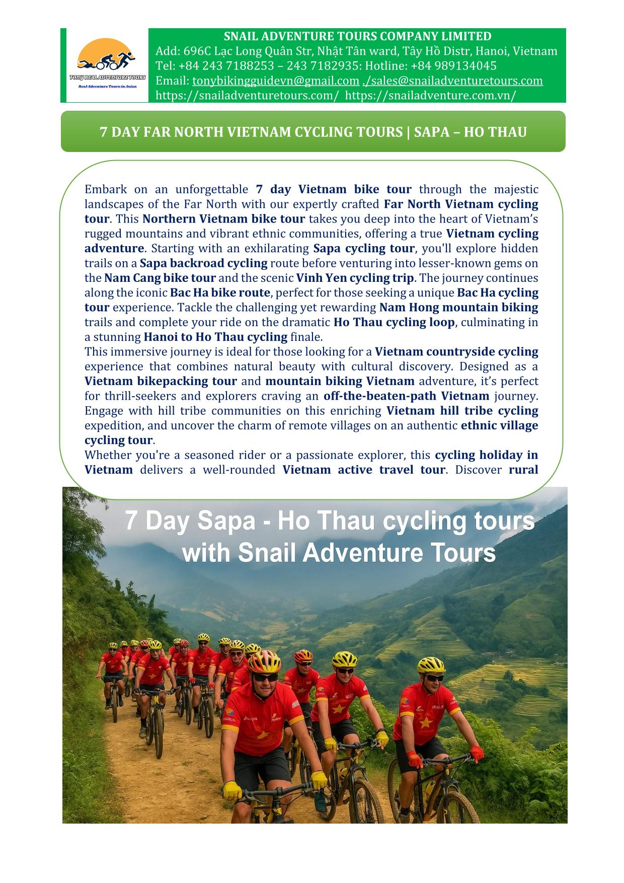 7 DAY CYCLING TOURS IN NORTHERN VIETNAM | SAPA - HO THAU ADVENTURE