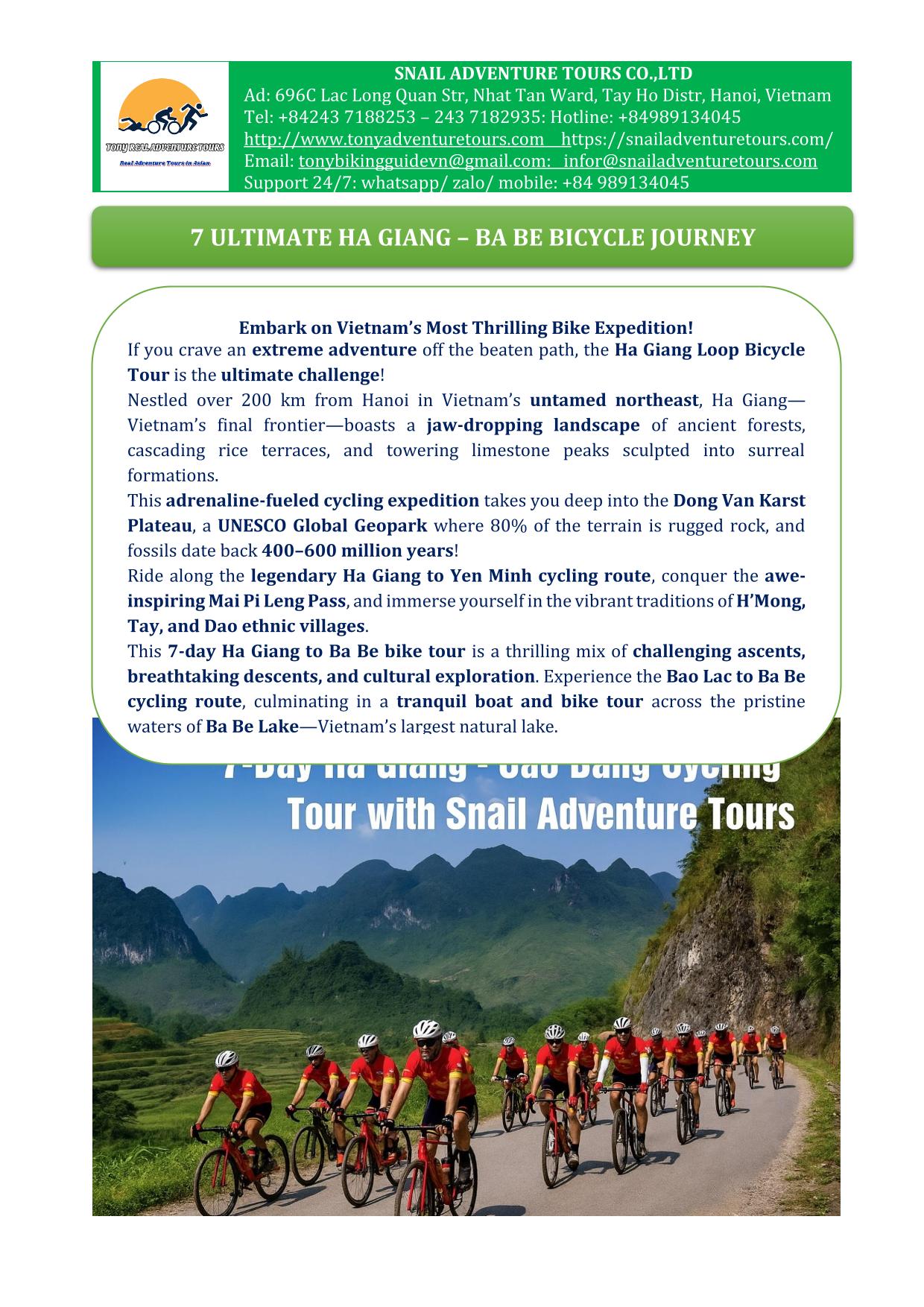 7 DAY HA GIANG - BA BE CYCLING TOURS | SCENIC BIKE ADVENTURE
