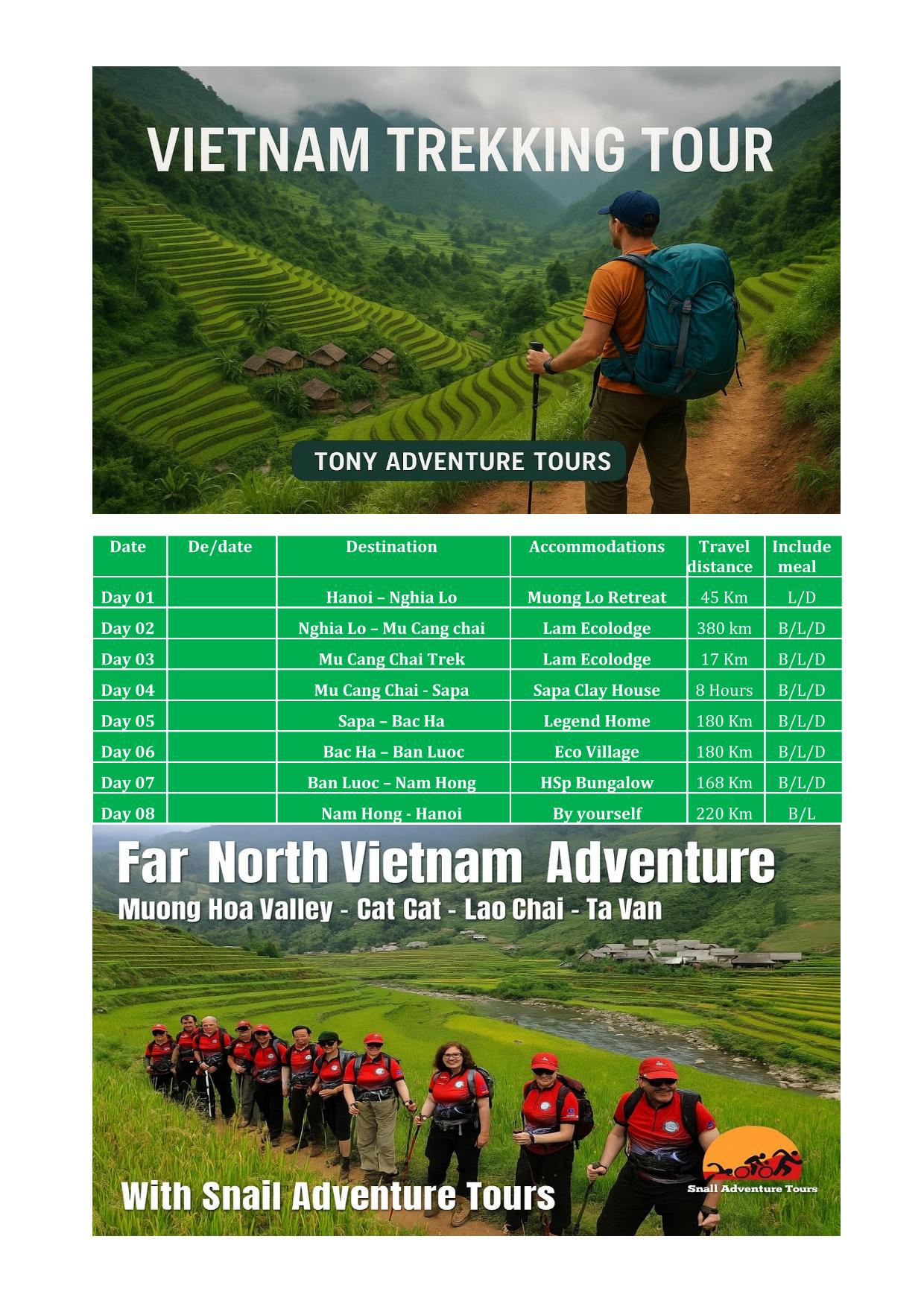 8 DAY NORTHERN VIETNAM TREKKING TOURS | MU CANG CHAI - SAPA- HOANG SU PHI