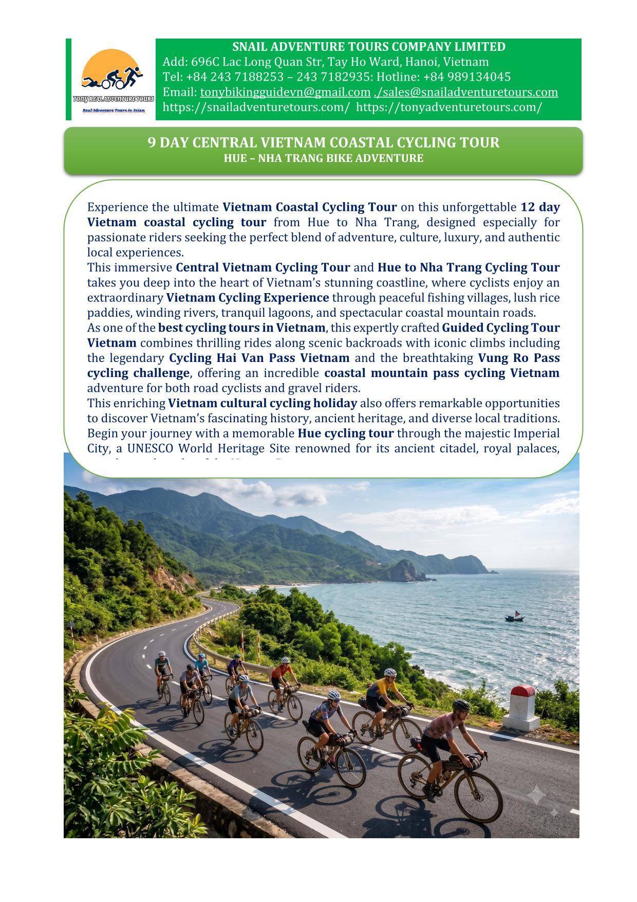 9 DAY CENTRAL VIETNAM CYCLING TOURS | HUE -NHA TRANG COASTAL ADVENTURE