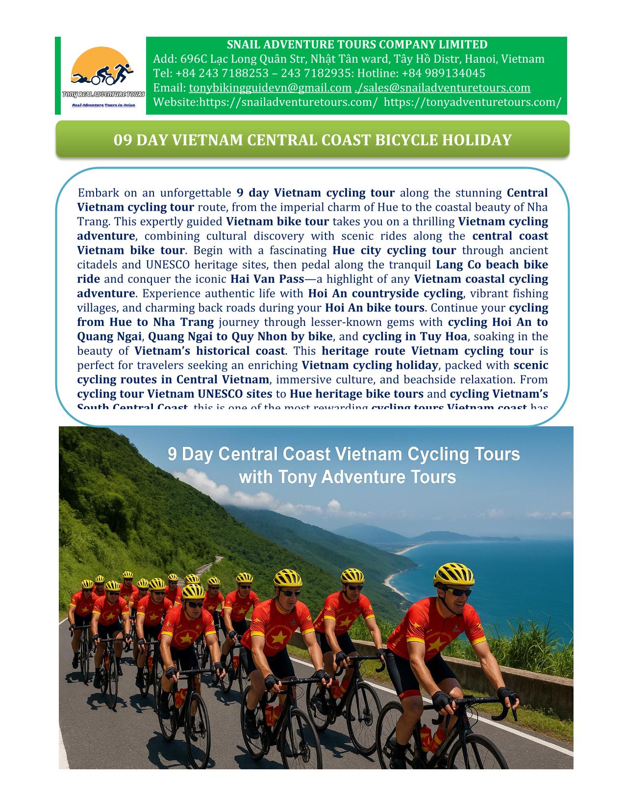 9 DAY CENTRAL VIETNAM CYCLING TOURS | HUE -NHA TRANG COASTAL ADVENTURE