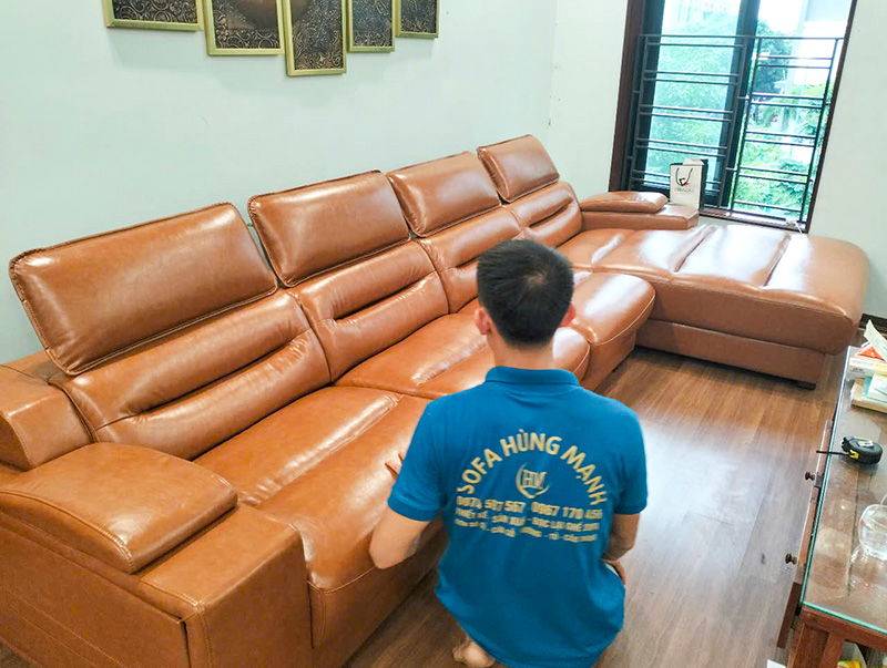 Bọc lại bộ sofa chữ L cho gia đình anh Tuấn tại KĐT Văn Phú - Hà Đông (Hà Nội)