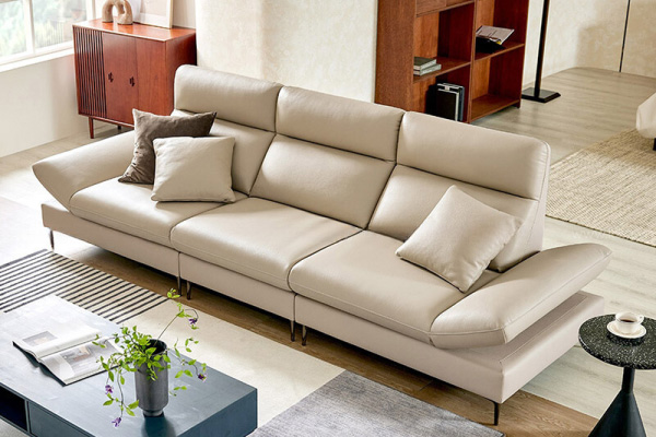 Sofa văng HM0048 | Da PU nhập khẩu | Màu kem 2400x850