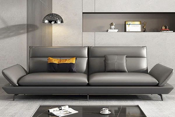 Sofa văng HM0050 | Da PU nhập khẩu | Màu xám 2200x850