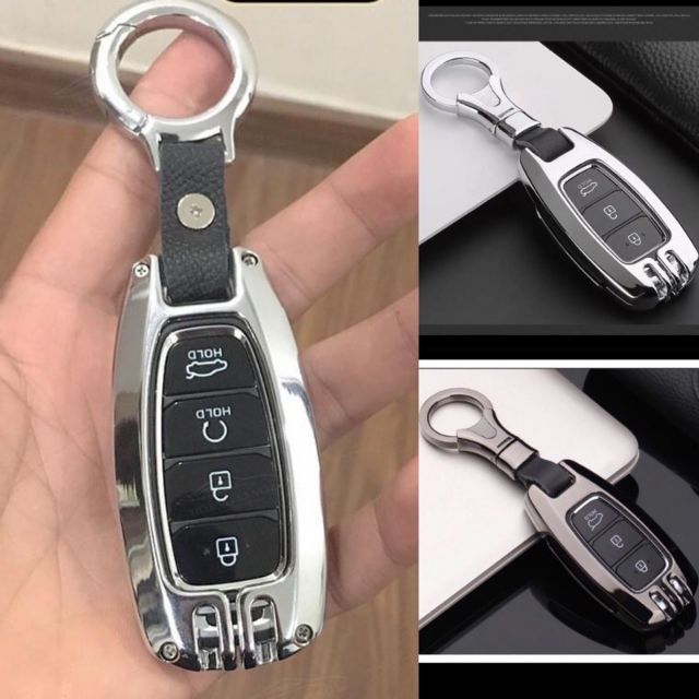 Vỏ ốp bọc chìa khóa hợp kim Hyundai Kona, Santafe, Accent, Elantra 3 Nutsm 4 Nút