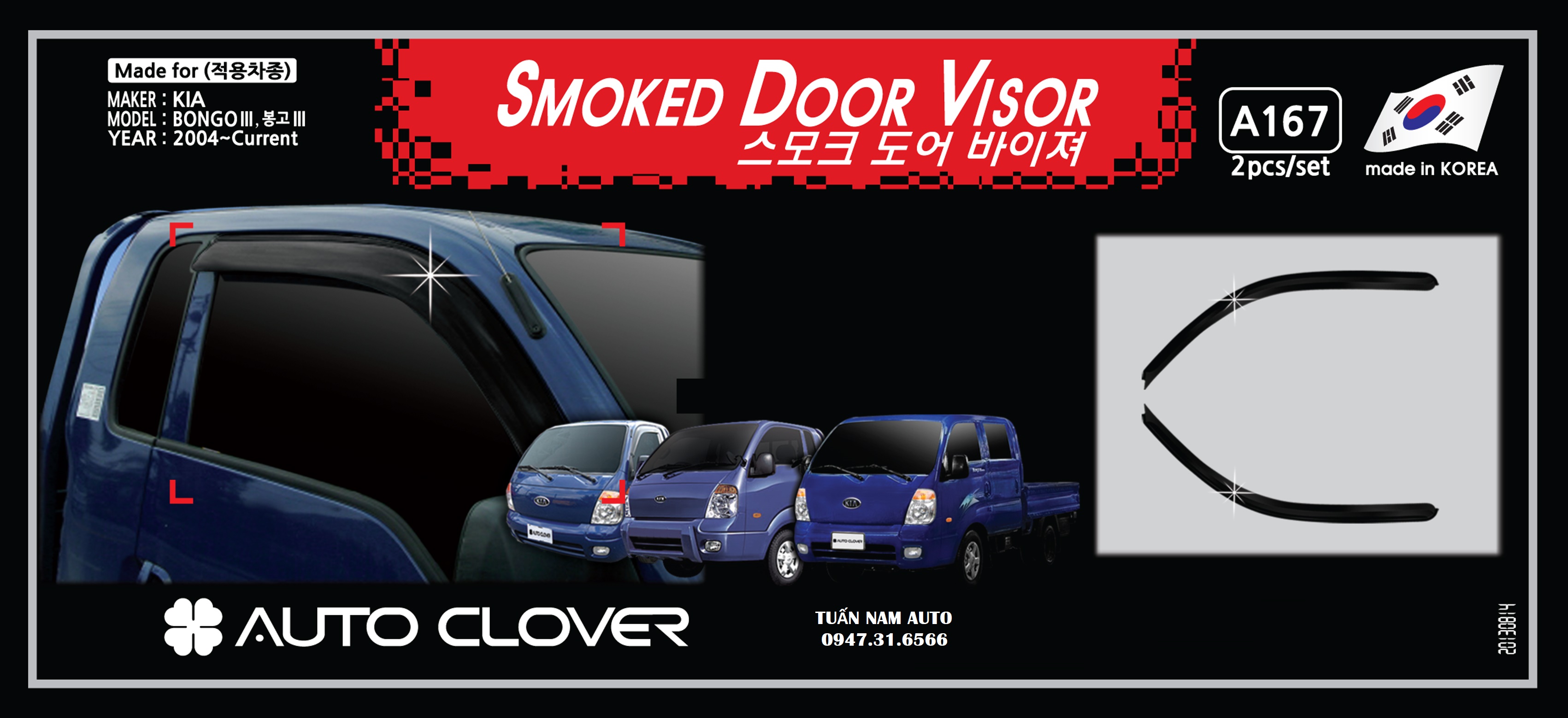 Vè Mưa Nhựa Đen Xe Tải Kia K200/ K250 /Bonggo 3