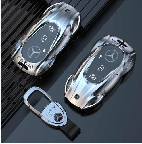 Ốp chìa khóa xe Mercedes Benz C E GLC GLA GLB S Hợp Kim Phản Quang