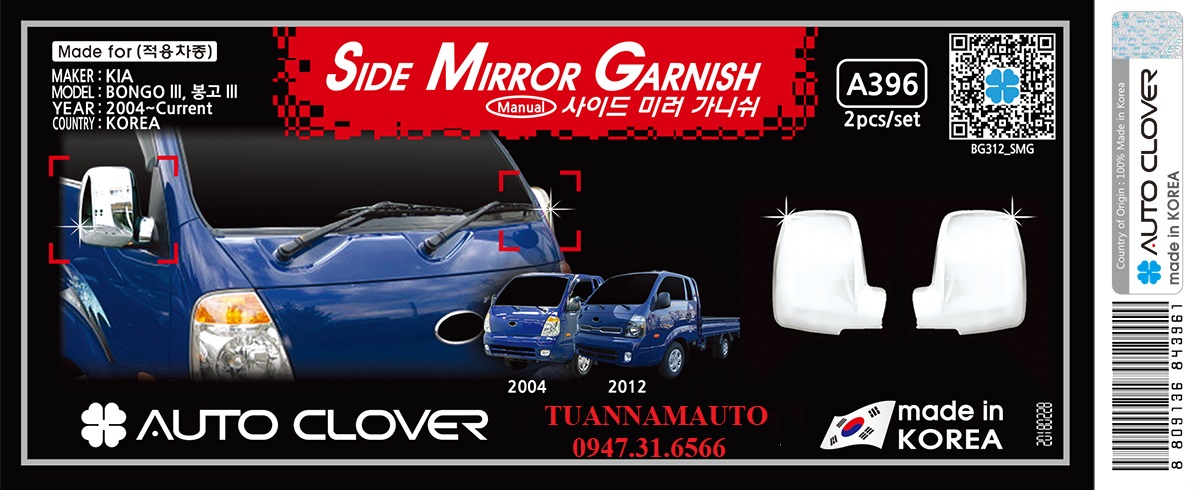 ỐP GƯƠNG CHIẾU HẬU XE TẢI K250/ K200/ BONGGO 3 Auto Clover