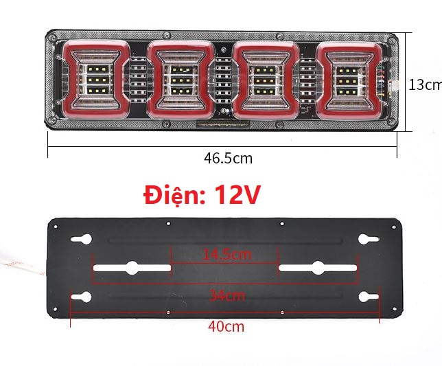 Đèn Led Hậu Xe Tải 4 Khoang 12V - 24V Siêu Sáng