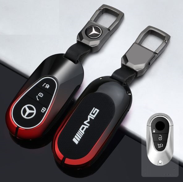 Ốp chìa khóa xe Mercedes Benz C E GLC GLA GLB S Hợp Kim Phản Quang