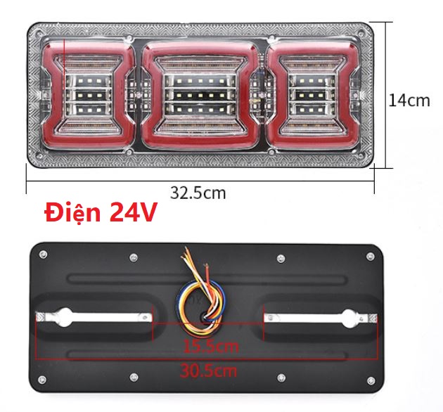 Đèn Led Hậu Xe Tải 4 Khoang 12V - 24V Siêu Sáng
