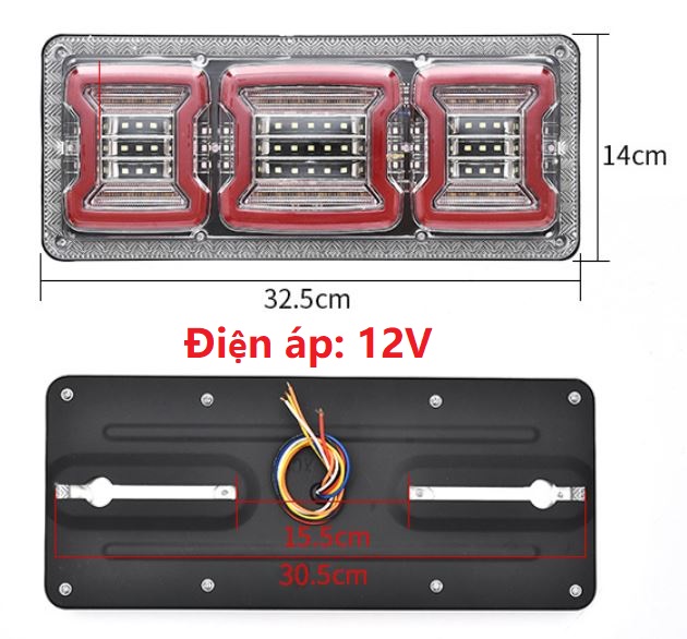 Đèn Led Hậu Xe Tải 4 Khoang 12V - 24V Siêu Sáng