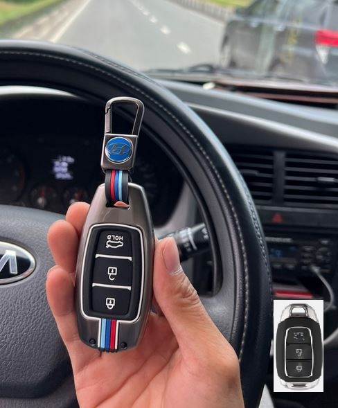 Vỏ ốp bọc chìa khóa hợp kim Hyundai Kona, Santafe, Accent, Elantra 3 Nutsm 4 Nút