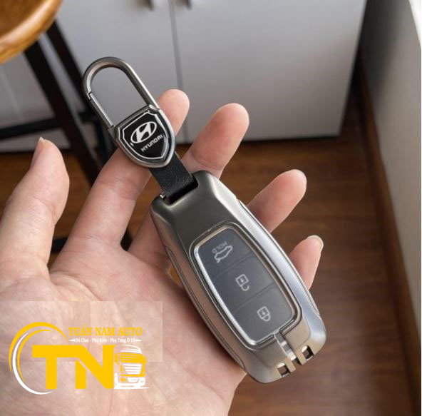 Ốp bọc khóa Elantra, Kona, Accent, Santafe Hợp Kim Da Bò Cao Cấp