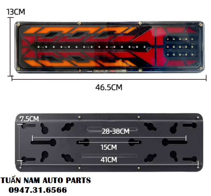 Led Đèn Sau Hậu Xương Rồng Kháng Nước Xe Đầu Kéo Ben Tải 12v-24v