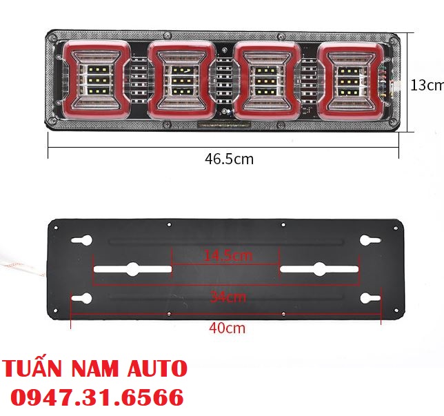 Đèn Led Hậu Xe Tải 4 Khoang 12V - 24V Siêu Sáng