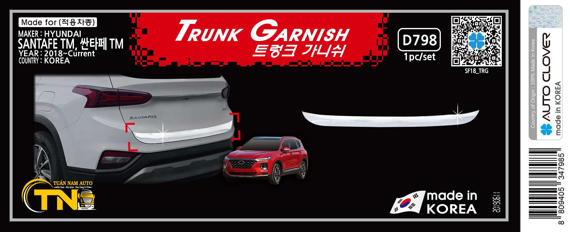 ỐP NẸP CỐP SAU SANTAFE 2020, 2019, 2018