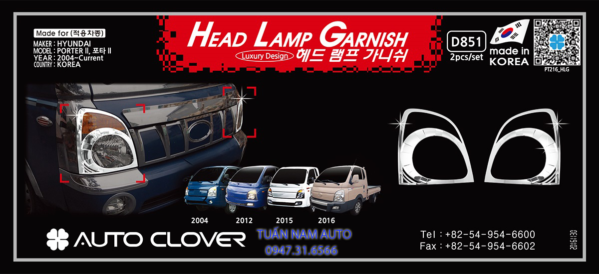 ỐP CRÔM ĐÈN PHA XE TẢI H150, H100, PORTER II HYUNDAI