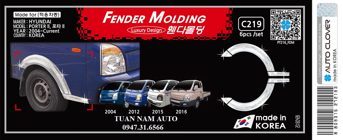 ỐP CUA LỐP, VÈ CÁNH CỬA CRÔM XE HYUNDAI PORTER/H100/H150
