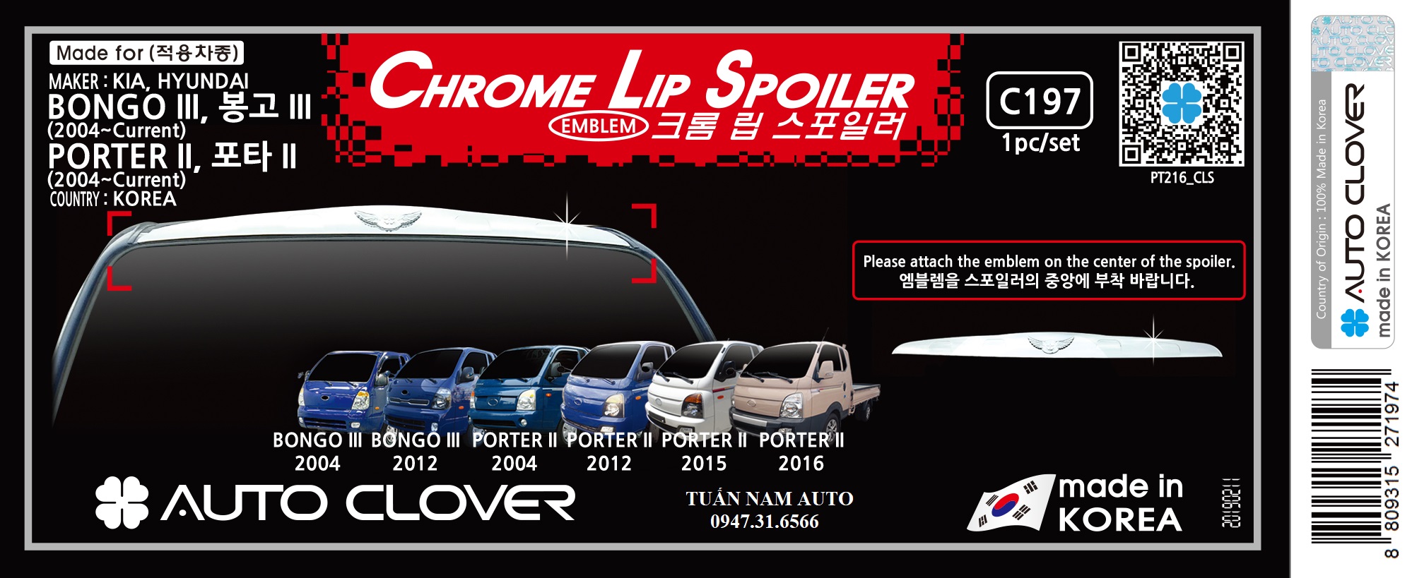 ỐP NÓC CRÔM XE TẢI H150, H100, PORTER II HYUNDAI