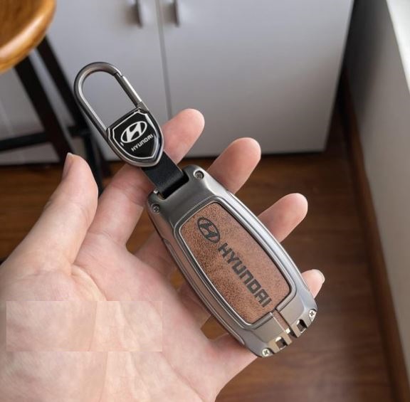 Ốp bọc khóa Elantra, Kona, Accent, Santafe Hợp Kim Da Bò Cao Cấp