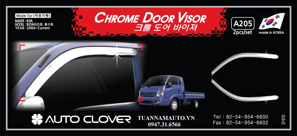 Vè che chắn mưa Mạ Xi Inox Crôm Kia K250/K200/Bonggo III