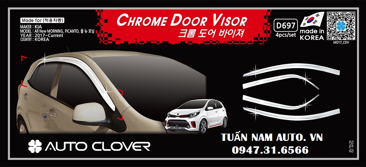 Vè Chắn Mưa Moring Kia Mạ Xi Crôm ( Hàng Korea Cao Cấp)