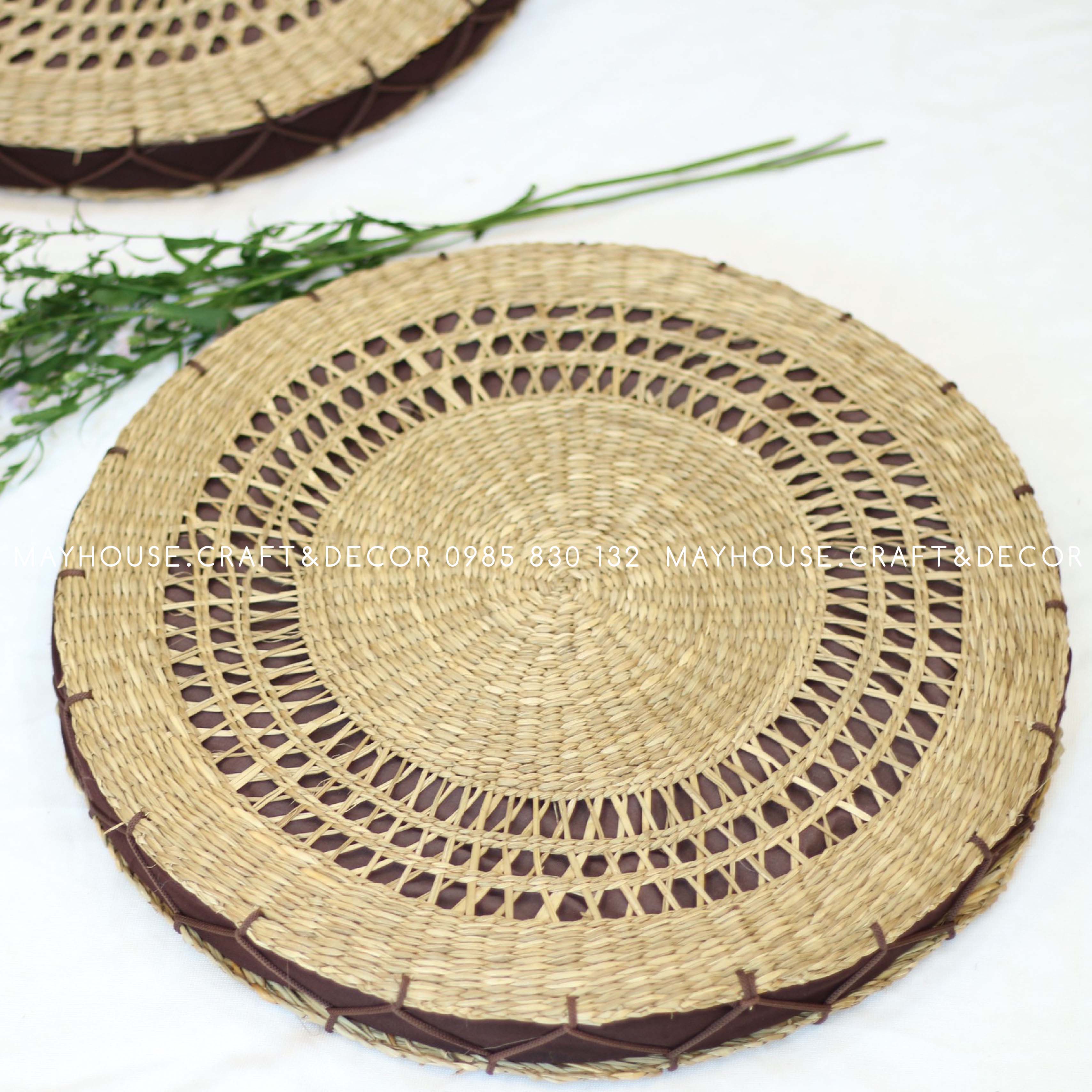 Đệm ngồi cói tròn 40x4cm màu tự nhiên