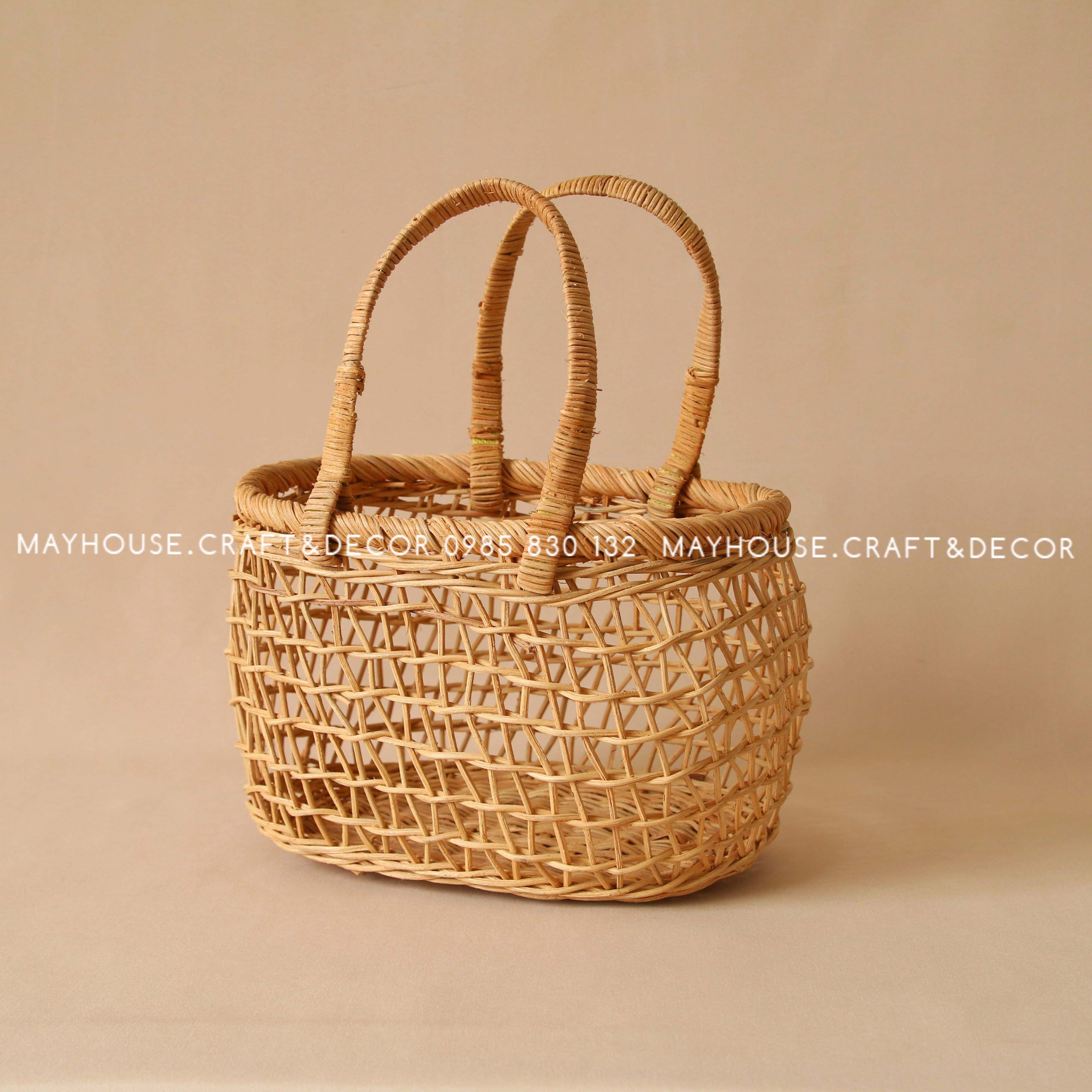 Giỏ mây đan thưa oval - Mayhouse – Craft & Décor - Giỏ Mây Đan Thưa Oval - Mayhouse – Craft & Décor -