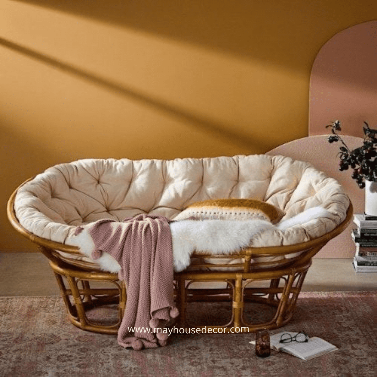 Ghế mây thư giãn Papasan đôi