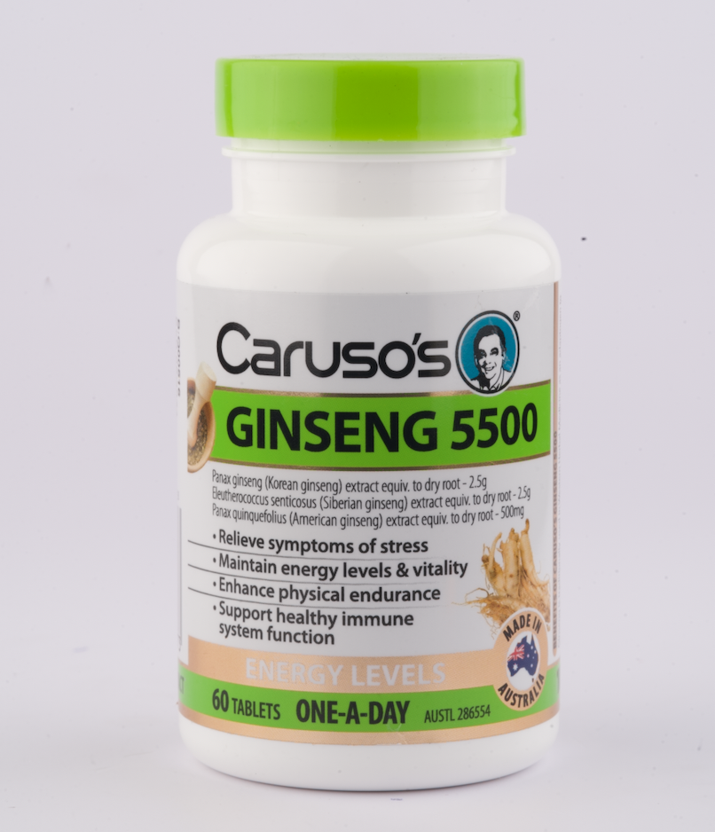 Viên uống nhân sâm giúp giảm bớt căng thẳng Carusos Natural Health One a Day Ginseng 5500 60 Tablets