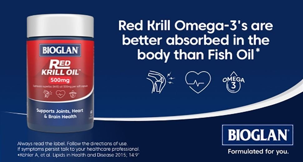 Dầu Nhuyễn Thể Liều Cao - Bioglan Red Krill Oil 500mg 120 viên nang mềm