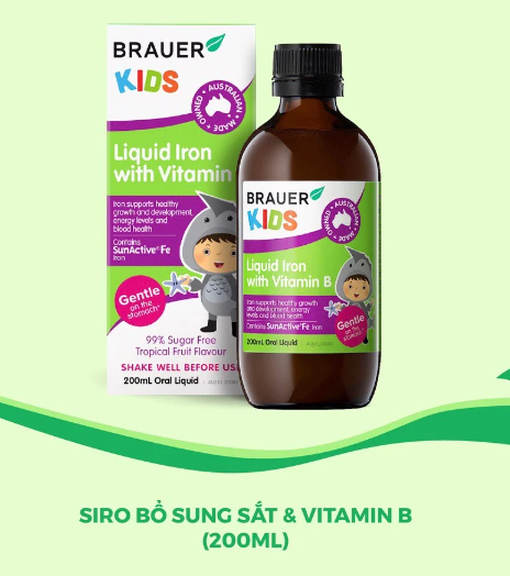 Bổ Sung Sắt Và Vitamin B Cho Bé Từ 1 Tuổi Brauer Kids Liquid Iron with Vitamin B 200ml
