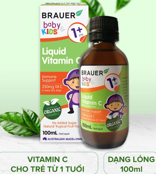 Thực Phẩm Bảo Vệ Brauer Kids Liquid Vitamin C 200ml