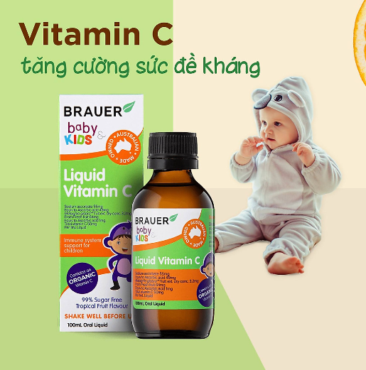 Thực Phẩm Bảo Vệ Brauer Kids Liquid Vitamin C 200ml