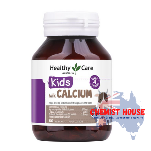Healthy Care Kids Milk Calcium - Kẹo Canxi tăng chiều cao xương chắc khỏe cho bé 60 viên
